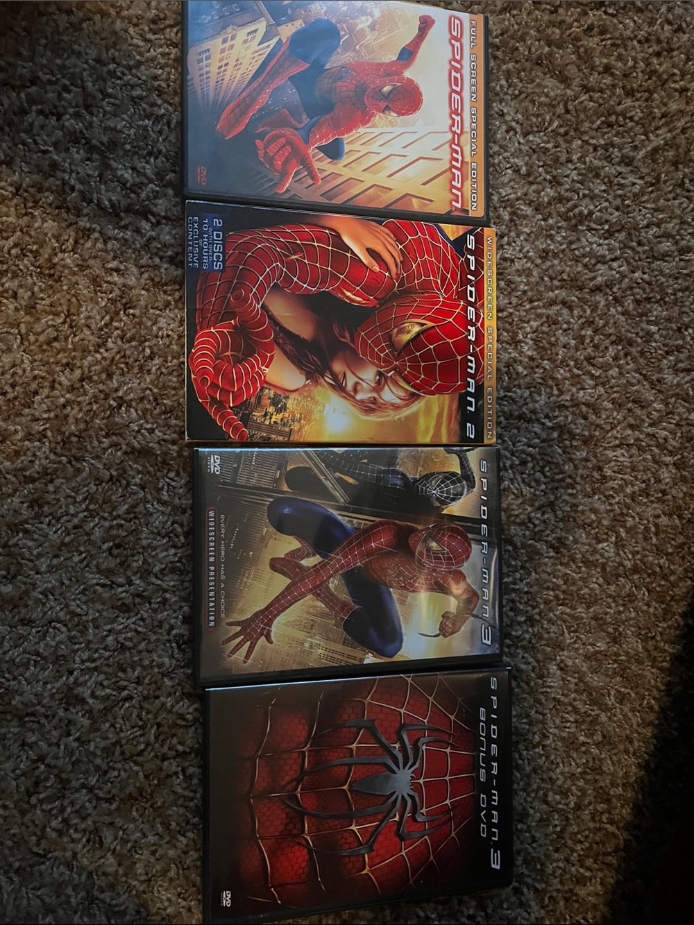 Spiderman DVD Set with Red and Blue Cover Art